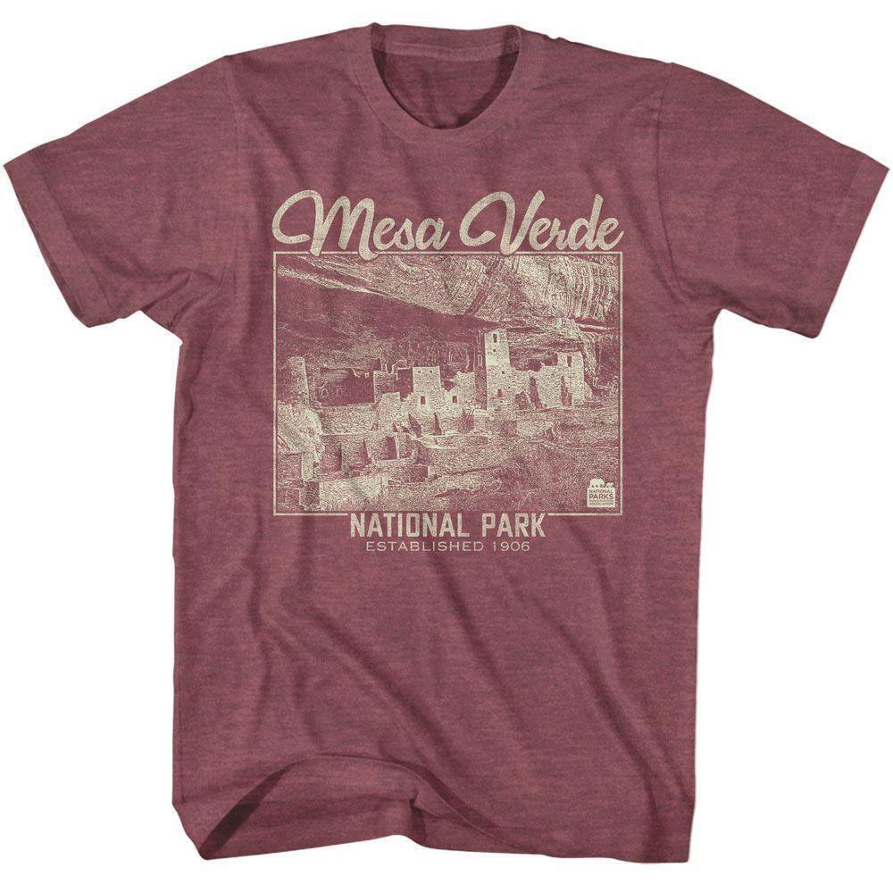 National Parks Mesa Verde Maroon Heather Adult T Shirt